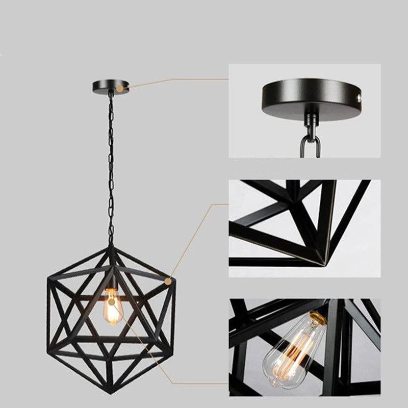 gzmj hexahedron droplight suspension en fer - vue 7 sur 7
