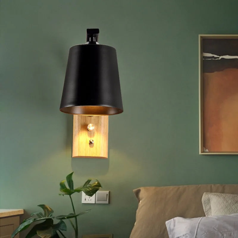 Applique Murale en bois LED avec abat-jour en métal - vue 6 sur 8