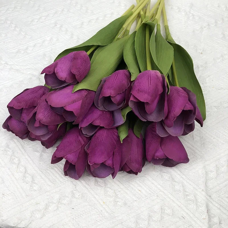Set of 5 artificial tulips for realistic decoration - vue 5 sur 11
