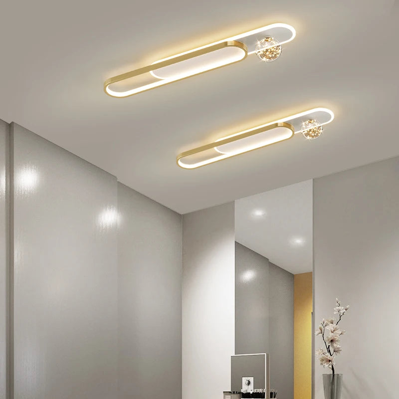 lustre moderne de luxe simple étoilé longue bande encastrée - vue 3 sur 14