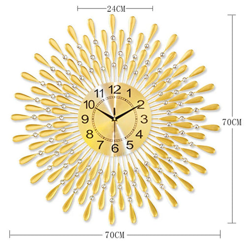 Crystal Sun Modern Style Silent Wall Clock 38X38/60X60/70X70cm, New Product Living Room Office Home Wall Decoration - vue 13 sur 14