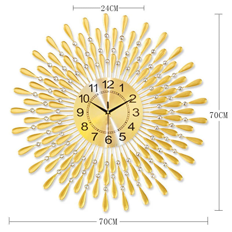 Crystal Sun Modern Style Silent Wall Clock 38X38/60X60/70X70cm, New Product Living Room Office Home Wall Decoration - vue 12 sur 14