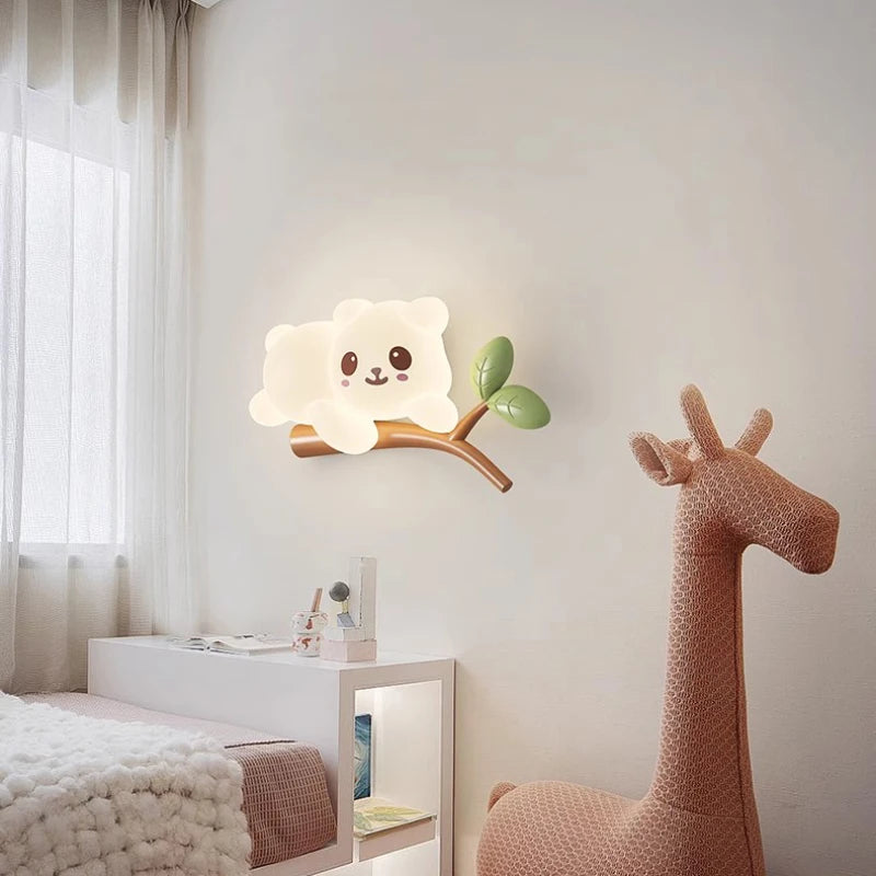 applique murale mignonne en forme de singe et ours pour enfant - vue 4 sur 9