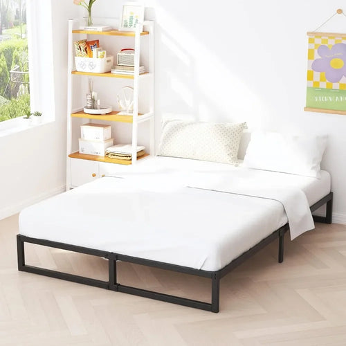King Size Bed Frame, Metal Platform Mattress Foundation With Steel Slat Support, No Box Spring Needed,8 Inch King Size Bed Frame - vue 4 sur 6