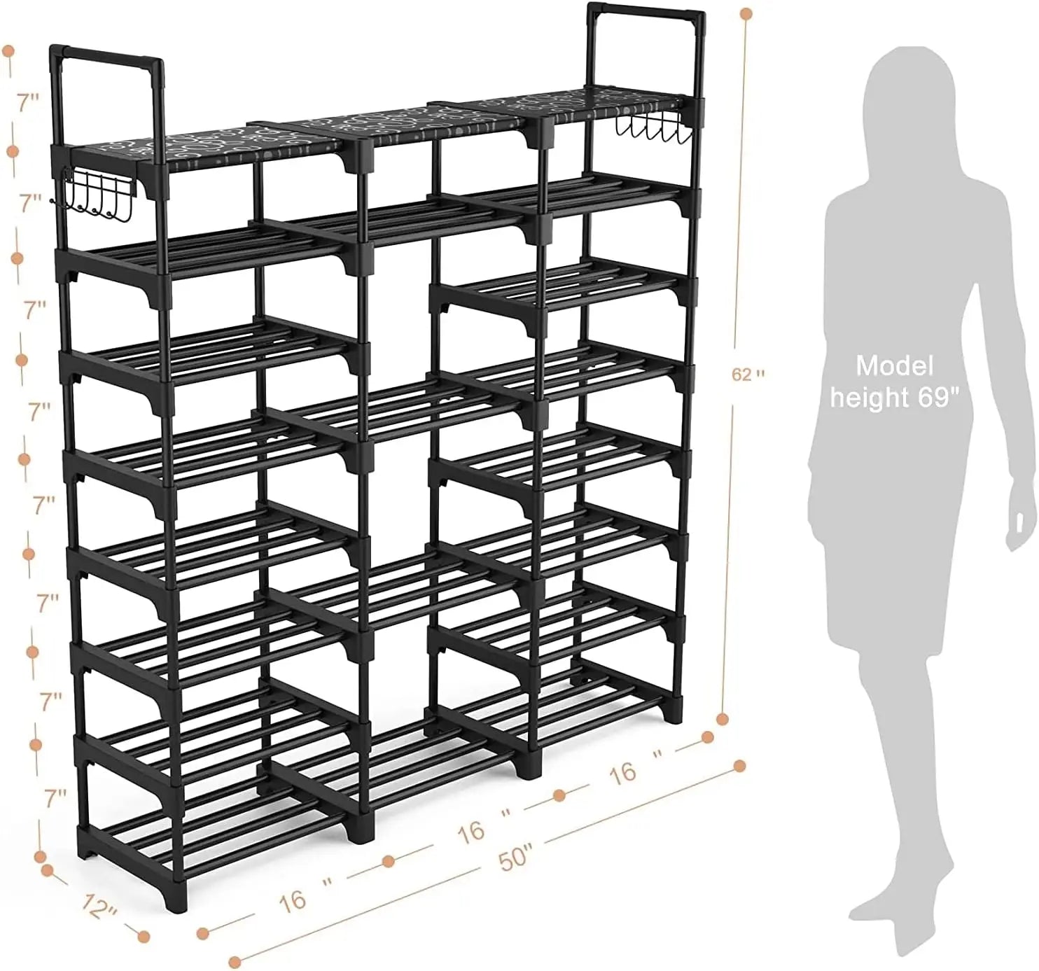 Zapatero de 9+5+9 Niveles, Organizador para Zapatos y Juguetes, para 50 a 55 Pares - vue 2 sur 6