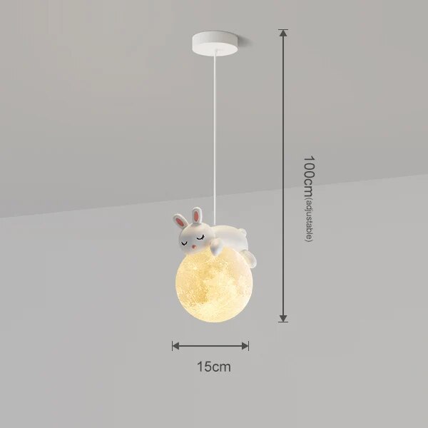 Suspension créative avec boule et lapin ou ours allongé - vue 6 sur 6