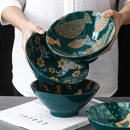 Bol ramen en céramique motif floral 1 2l