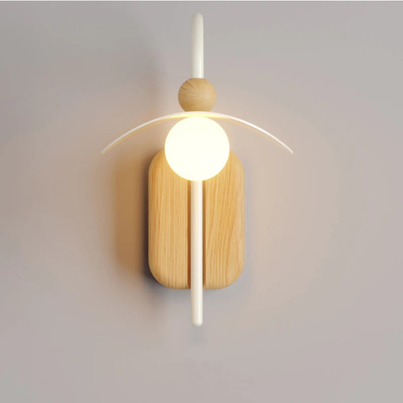 applique murale nordique en bois avec luminaire led pour intérieur - vue 6 sur 7