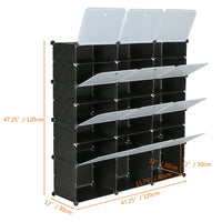 7-Tier Portable 42 Pair Shoe Rack Organizer 21 Grids Tower Shelf Storage Cabinet Stand Expandable for Heels, Boots, Slippers, Bl