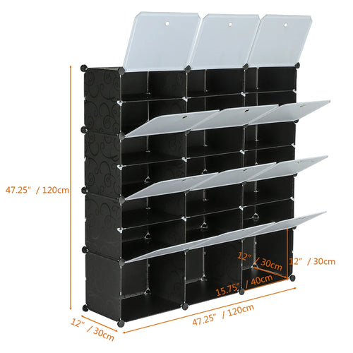 7-Tier Portable 42 Pair Shoe Rack Organizer 21 Grids Tower Shelf Storage Cabinet Stand Expandable for Heels, Boots, Slippers, Bl