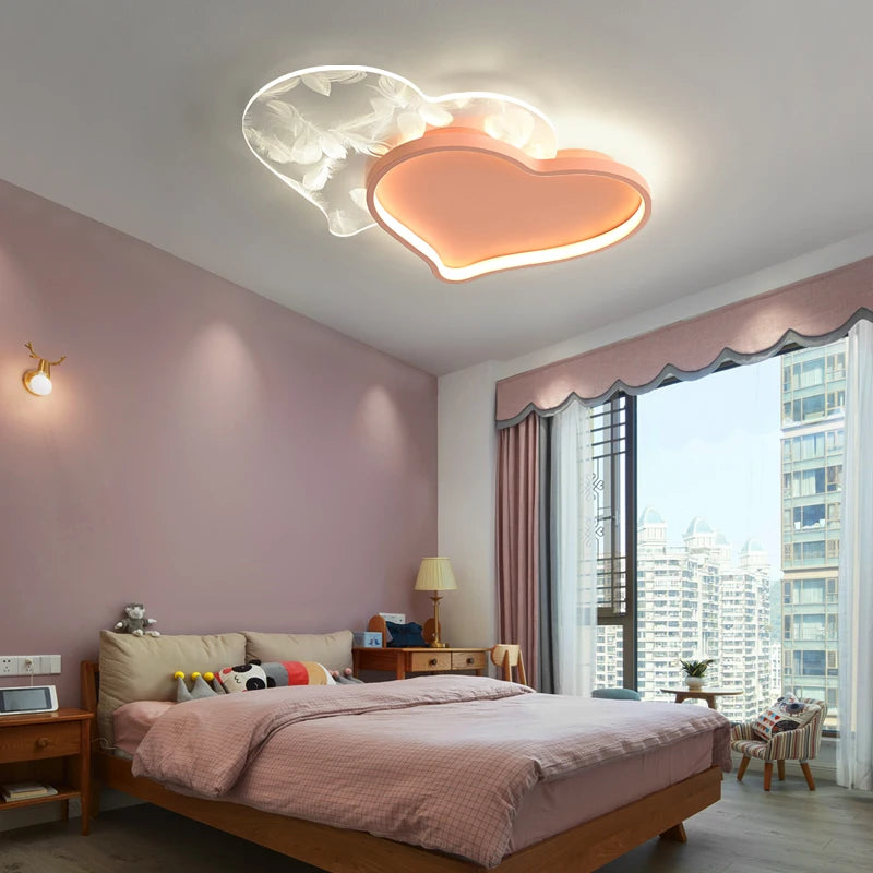 plafonnier moderne en plumes en forme de cœur pour décoration - vue 6 sur 8