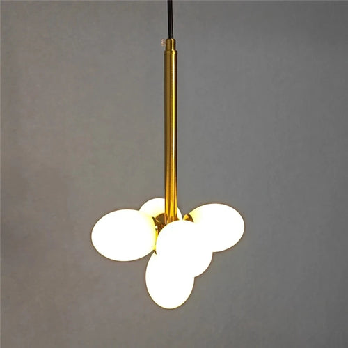 Minimalist glass egg-shaped chandelier for modern lighting - vue 3 sur 9