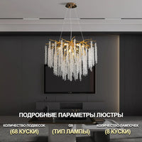 lustre suspendu en verre cristal design moderne pour décoration intérieure