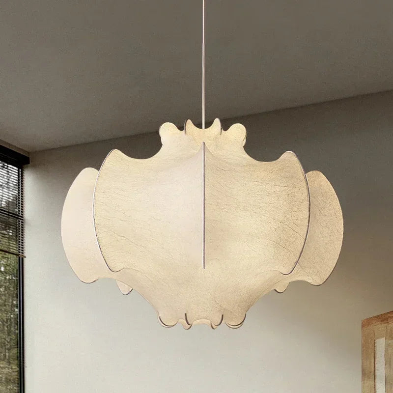 lustre wabi sabi nordique en soie japonaise led intérieur - vue 5 sur 10