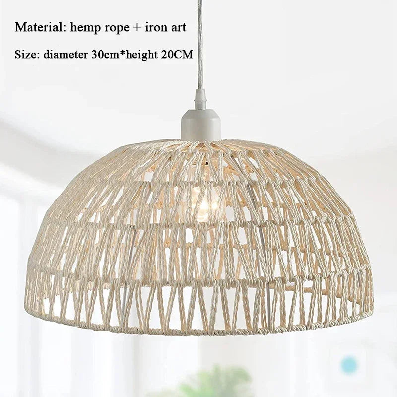 Lustre en corde de chanvre de style japonais - vue 9 sur 9
