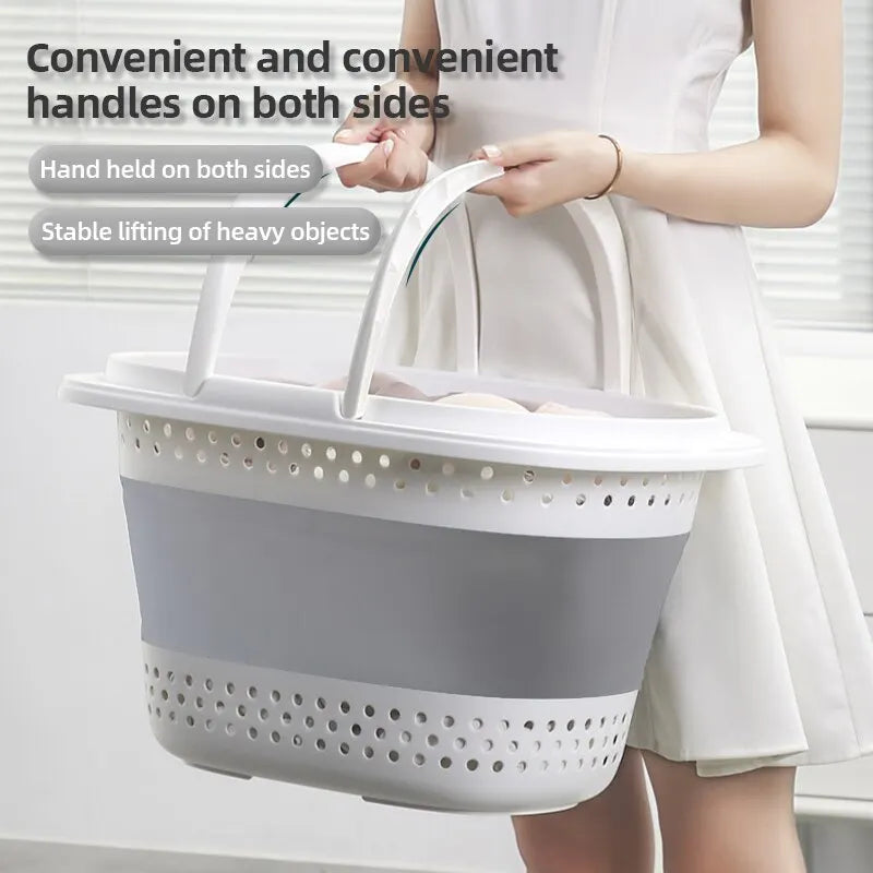 panier à linge pliable en plastique pour rangement à la maison - vue 3 sur 8