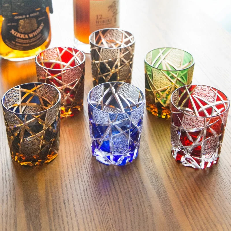Verre whisky style edo kiriko motifs gravés artisanal - vue 4 sur 7