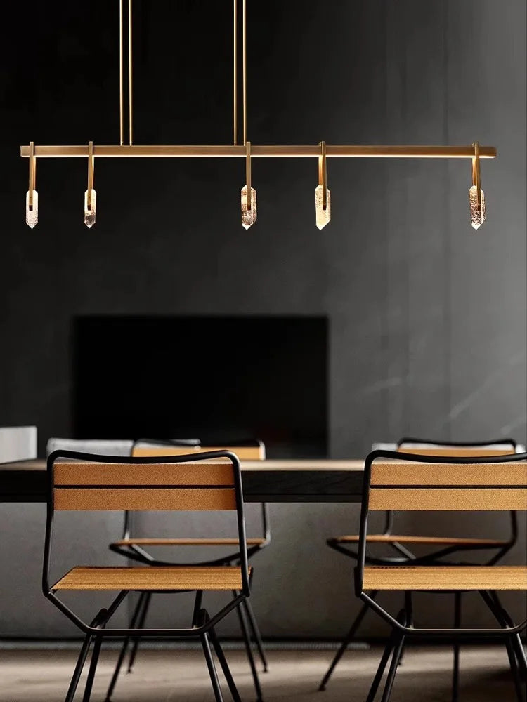 Lustre style design italien cuivre postmoderne LED ronde cristal luxe