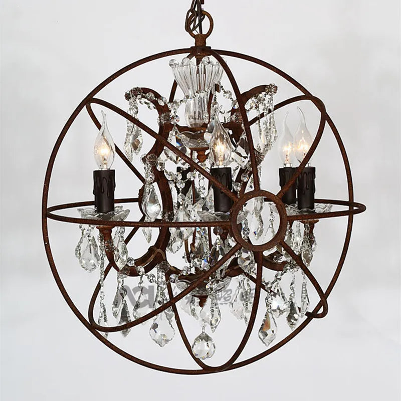 lustre vintage en cristal style cage à oiseaux éclairage led rétro - vue 5 sur 8