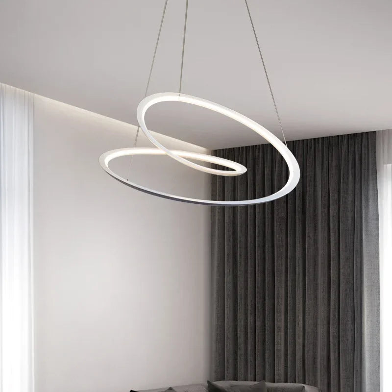 suspension moderne à led avec anneau doré pour décoration intérieure - vue 5 sur 12