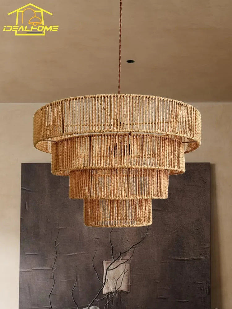 suspension en corde de chanvre style wabi-sabi pour intérieur élégant - vue 4 sur 8