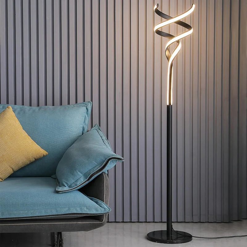 Lampadaire Led vertical en spirale, design nordique minimaliste