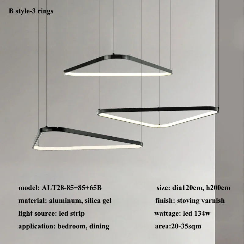 lustre Moderne noir irrégulier Led éclairage salon salle à manger nordique décor à la maison chambre - vue 11 sur 13