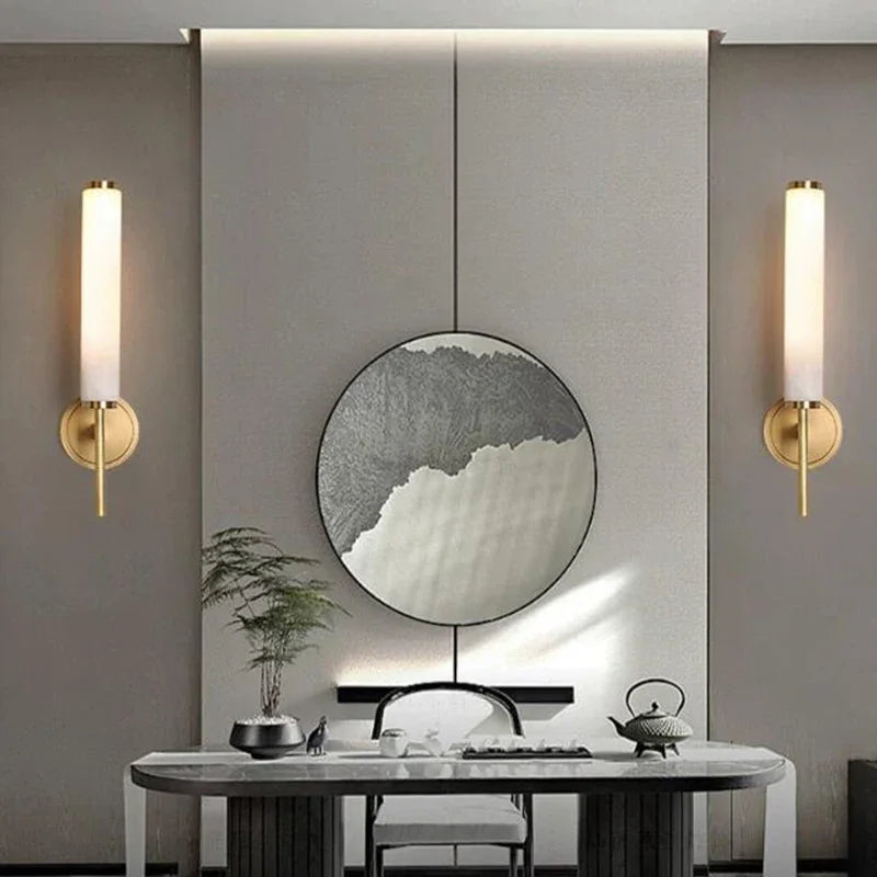 applique murale moderne en cuivre et marbre naturel design élégant - vue 6 sur 7
