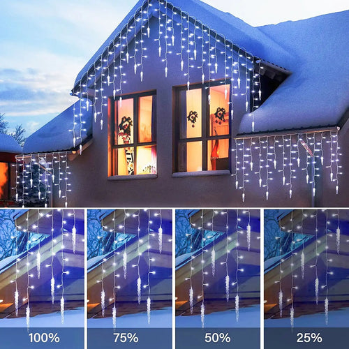 décorations lumineuses de noël pour fenêtres avec 8 modes clignotants - vue 4 sur 12