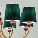 lustre led vintage américain en tissu plissé et bois wabi-sabi