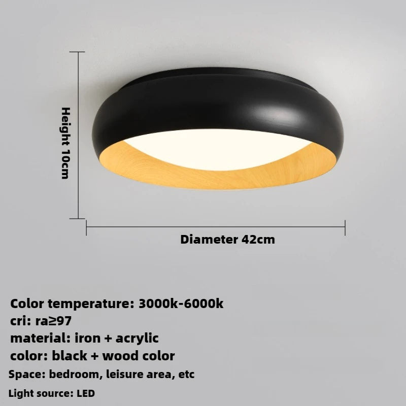 lampe minimaliste japonaise rétro circulaire anti éblouissement éclairage doux - vue 9 sur 12