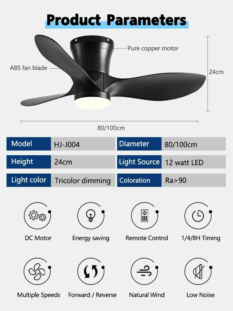 ventilateur de plafond moderne sans lumières lux&vitae led avec télécommande - vue 10 sur 11
