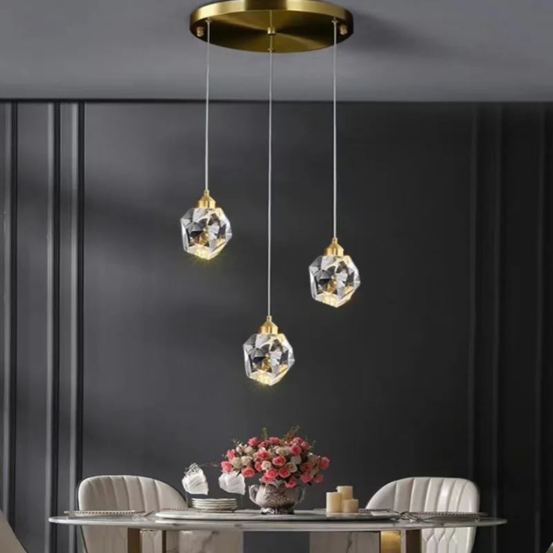 lustre en cristal led design en cuivre moderne et élégant - vue 4 sur 16