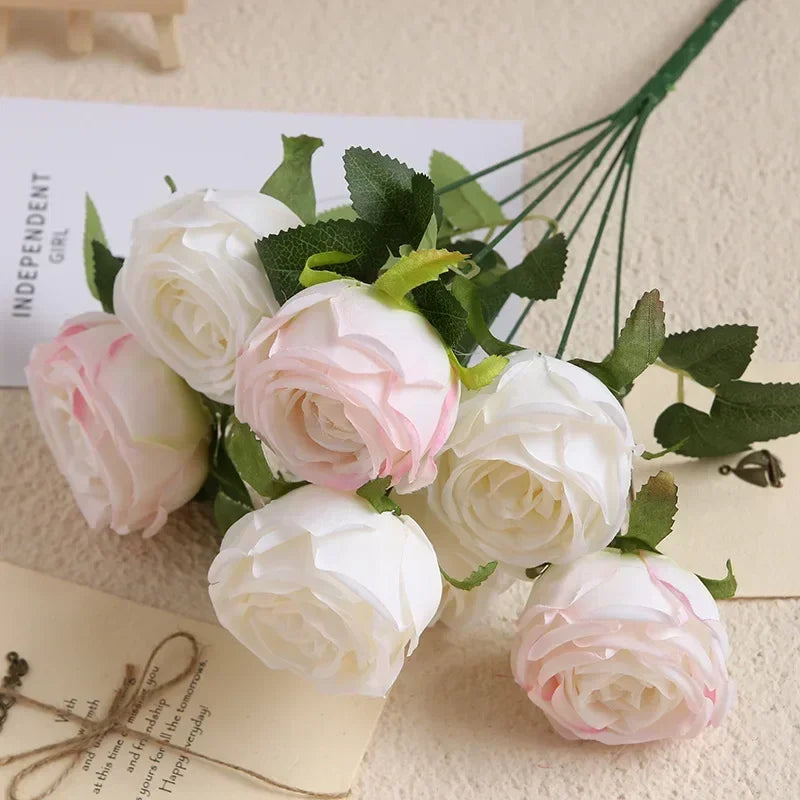bouquet de roses artificielles en soie pour décoration élégante - vue 9 sur 17