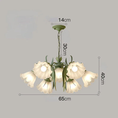 lustre à la française en verre avec fleurs style muguet - vue 10 sur 10
