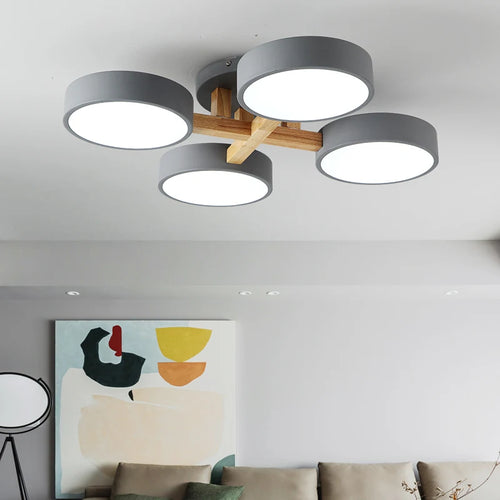 Nordic macaron chandelier modern minimalist wood decoration - vue 3 sur 25