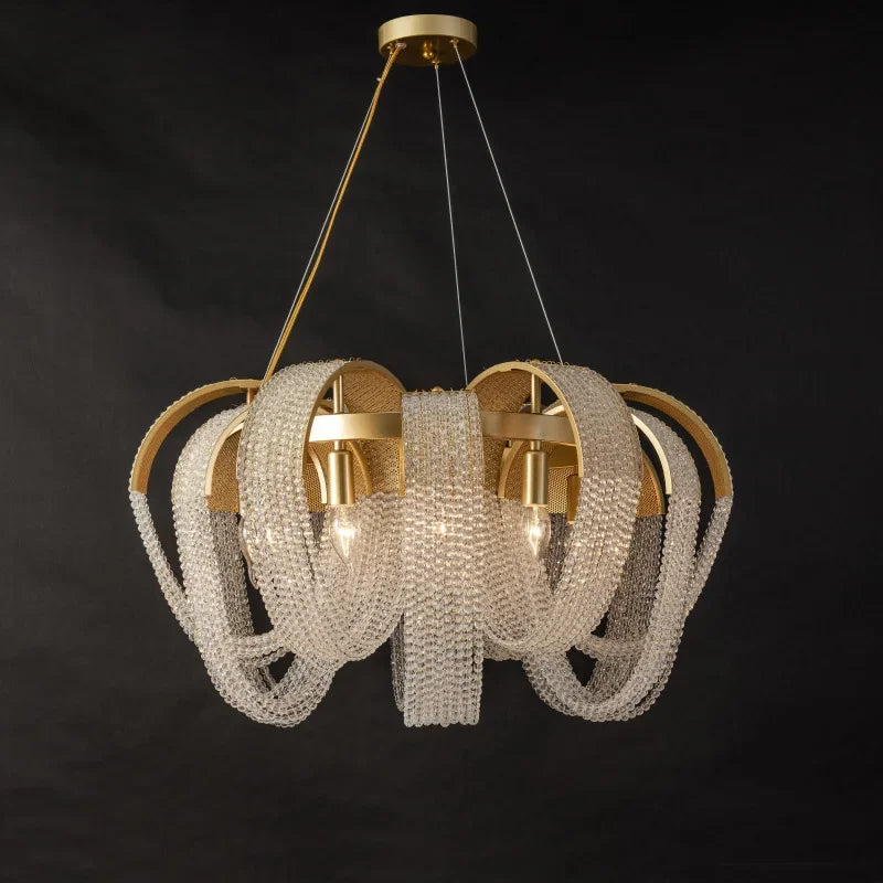 lustre rond en cristal de luxe pour décoration intérieure - vue 5 sur 10