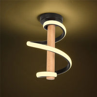 plafonnier led ondulé en bois design moderne long tube décoratif