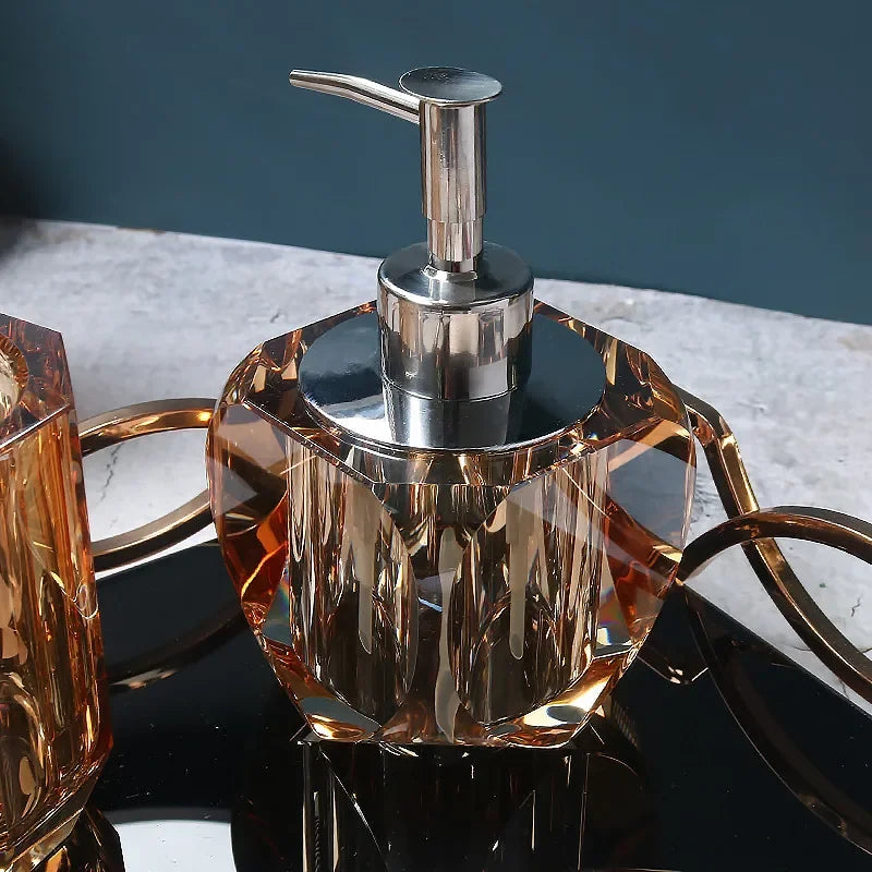distributeur de savon en verre luxe pour salle de bain - vue 7 sur 15