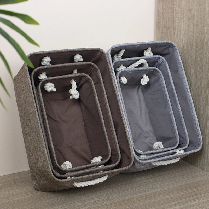 boîte de rangement en lin pour vêtements et jouets divers - vue 5 sur 12
