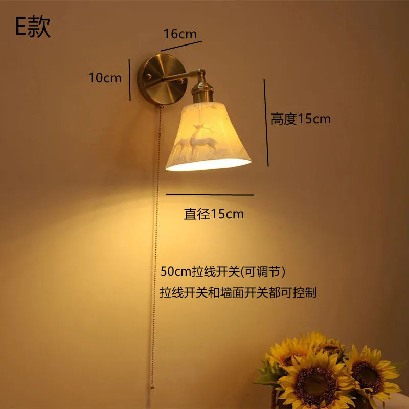 applique murale led antique avec interrupteur à tirette - vue 8 sur 10
