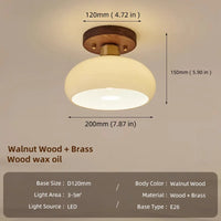 Walnut Wood Ceiling Light Fixture, Modern Wabi-Sabi Style, Grass Led Ceiling Lamp for Hallway, Entryway, Kitchen, Foyer