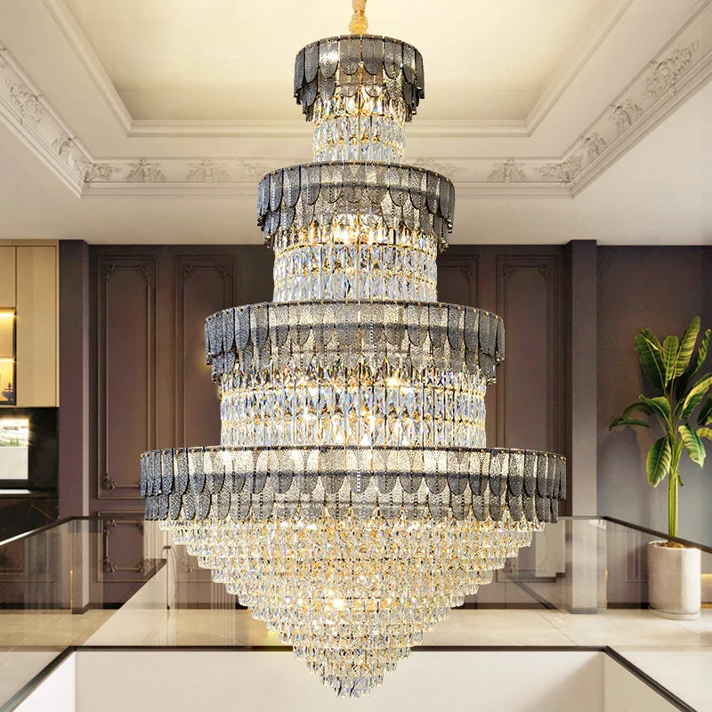 lustre luxe cristal design contemporain pour salon et hôtel - vue 6 sur 14