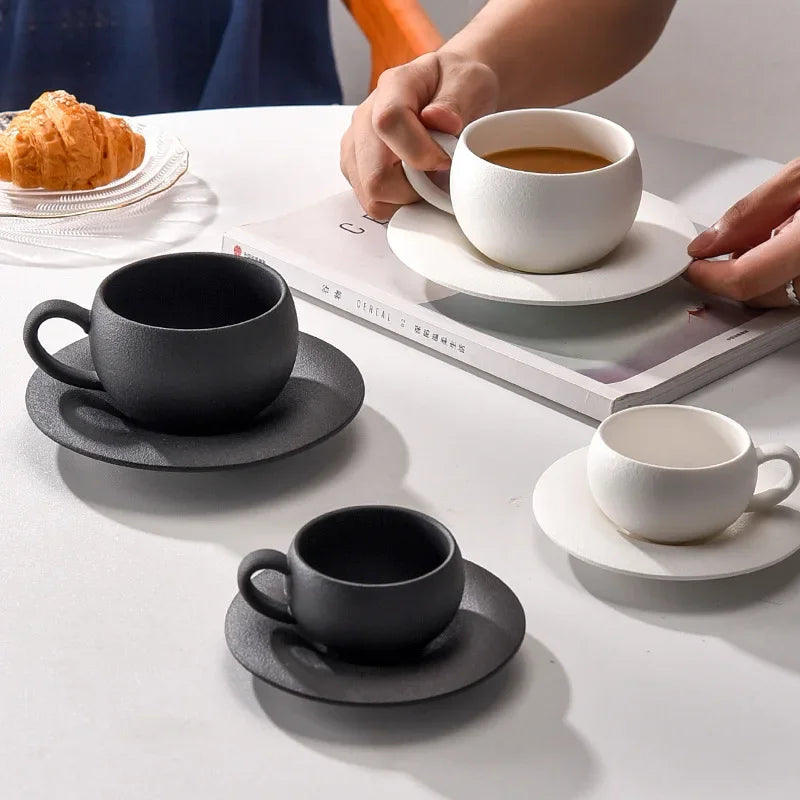 Service café céramique style japonais avec plateau artisanal