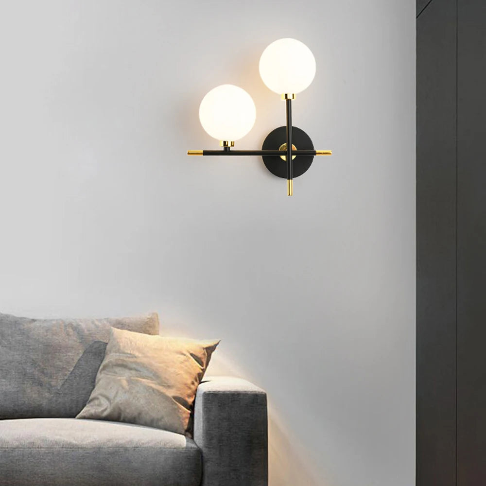 applique murale led moderne en boule de verre pour éclairage intérieur - vue 4 sur 8