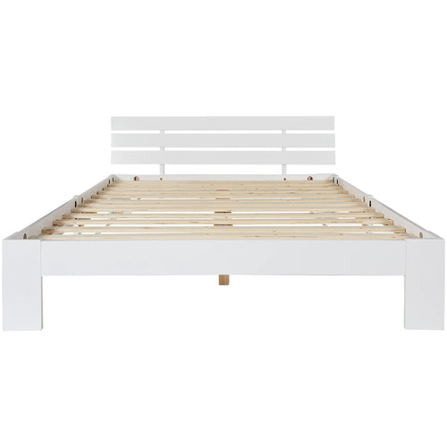 EU STOCK Wooden bed Double bed, headboard, slatted grille -200 x 140cm solid wood FSC Solid wood double bed - vue 6 sur 7