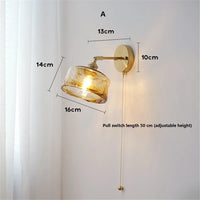 applique murale rotative rétro en verre et cuivre avec interrupteur