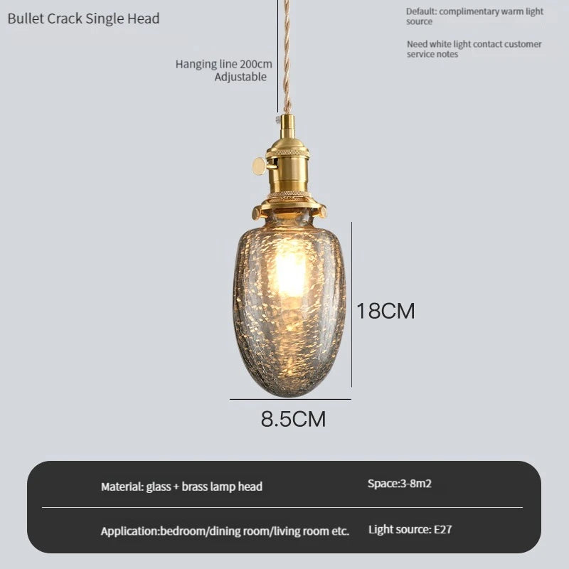 lustre vintage edison avec ombre en verre cristal pour bar loft - vue 4 sur 22