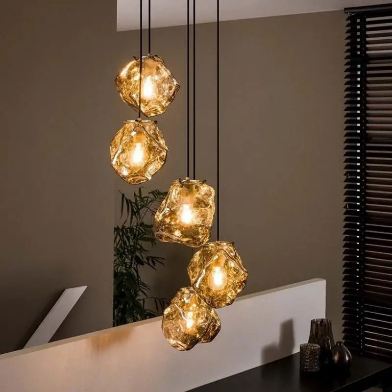 lustre nordique en verre lave glace forme créative rétro