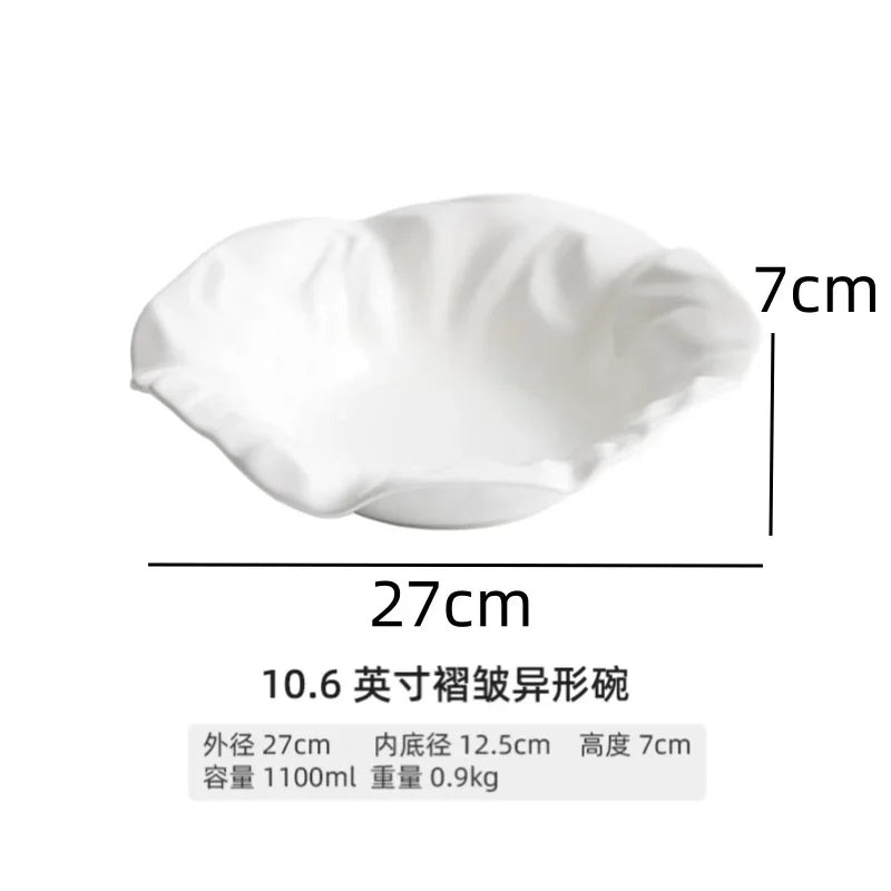 Assiette bol céramique plissée irrégulière style moderne